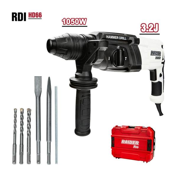 Перфоратор Raider Industrial RDI-HD66 – 1050 W, 30 мм, 3,2 J, SDS-plus