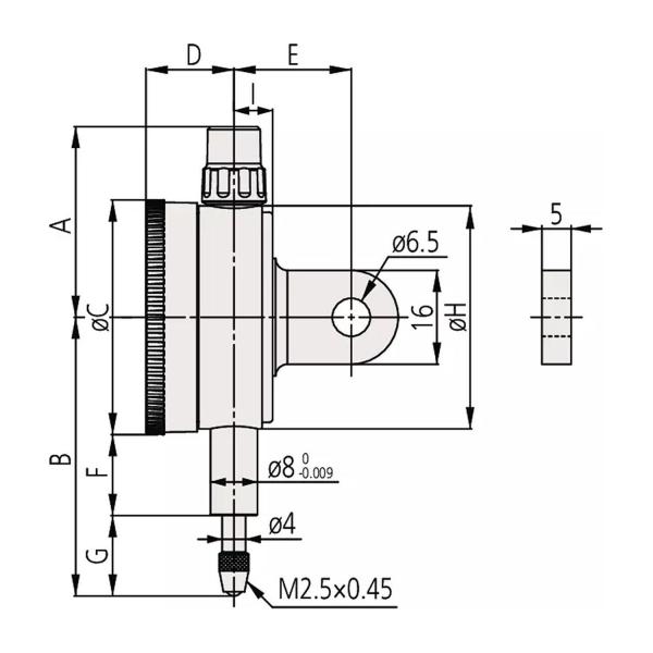 Индикаторен часовник Mitutoyo 1044AB, 0-5 мм, 0,01 мм