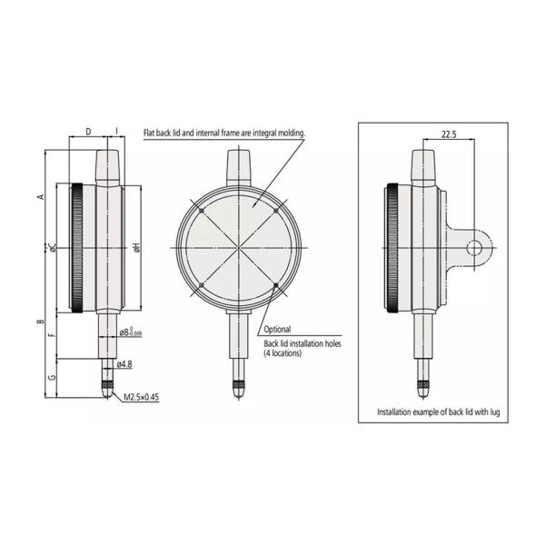Индикаторен часовник Mitutoyo 2972AB, 0-1 мм, 0,01 мм, IP52
