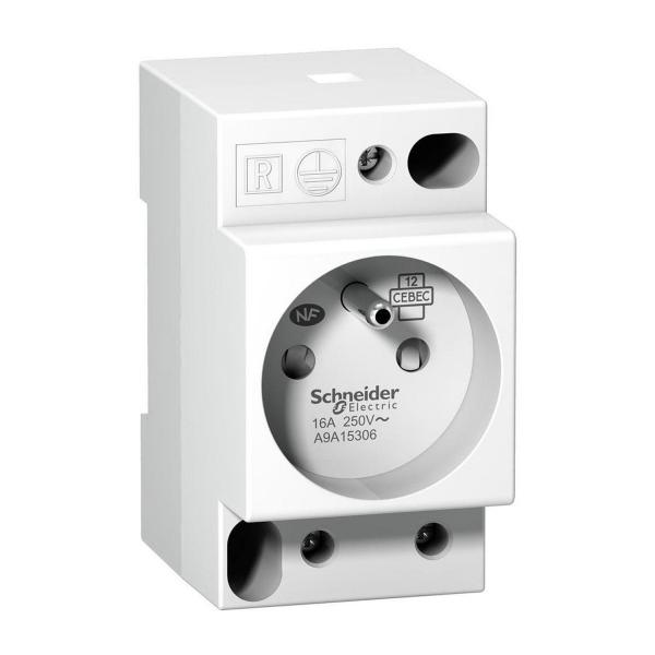 Контакт за DIN шина Schneider Electric Acti9 iPC – 16 A, 250 V, 2P+E, френски стандарт